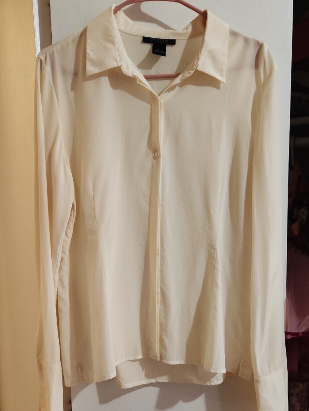 The Limited Cream Silk Chemise Blouse Careercore - L